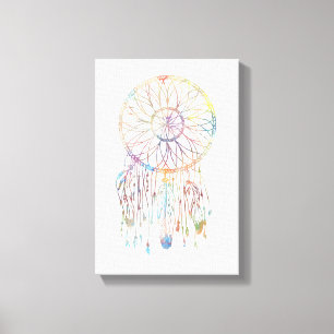 Buntes Aquarell wunderliches Dreamcatcher Leinwanddruck