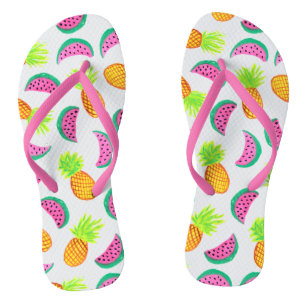 buntes Aquarellananas-Wassermelonemuster Flip Flops