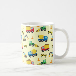 Buntes Bau-Fahrzeug-Muster für Jungen Kaffeetasse