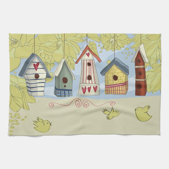 Buntes Birdhouses-Geschirrtuch, horizontal Handtuch (Horizontal)