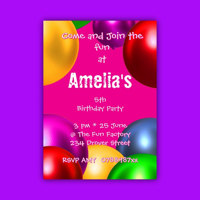 Buntes Birthday Balloon Party Einladung (Von Creator hochgeladen)