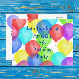 Buntes Birthday Balloon Party Postkarte