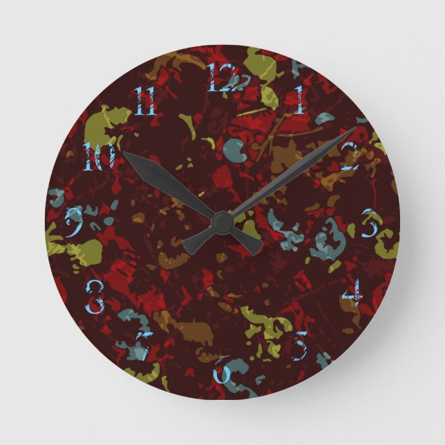 Buntes Blätter und Blumen gegen Tarnung Runde Wanduhr (Vorderseite)