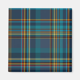 Buntes blaues kariertes Muster Magnet