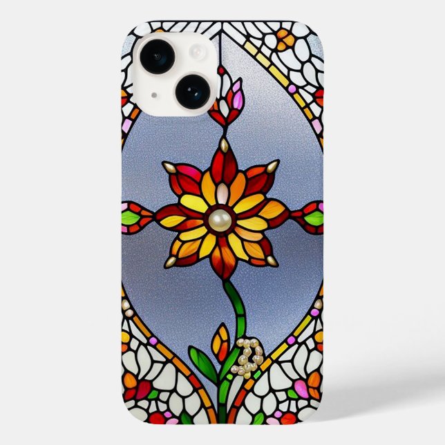 Buntes Bleiglas-Blumendesign Case-Mate iPhone Hülle (Rückseite)