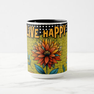 Buntes Blumen-Mug mit Buntglas-Optik in kräftigen  Tasse