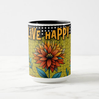 Buntes Blumen-Mug mit Buntglas-Optik in kräftigen Tasse