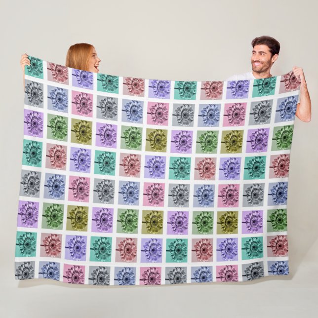 Buntes Blumen-Pop-Art-Muster Fleecedecke (Beispiel)