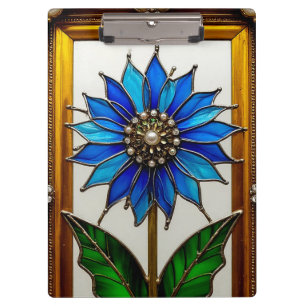 Buntes Blumenfenster aus Glas Klemmbrett