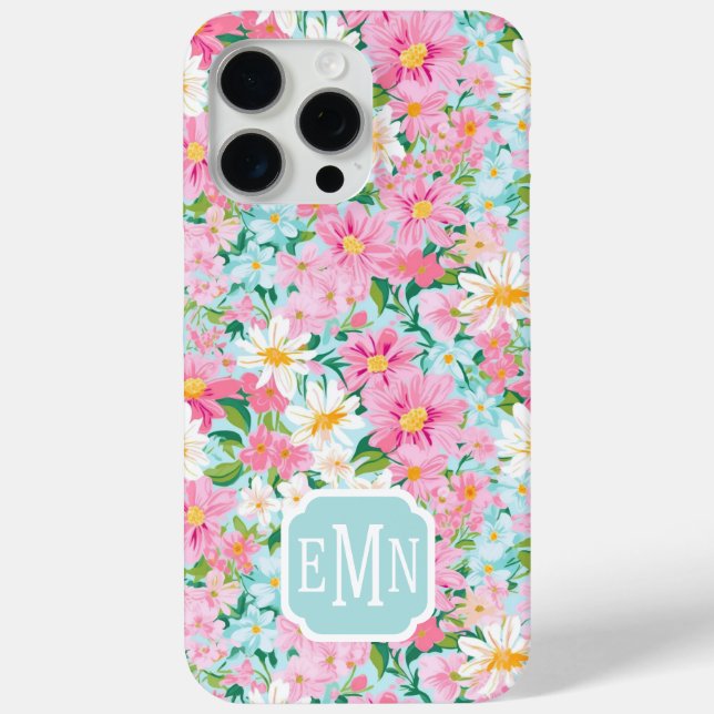 Buntes Blumengarten-Monogramm  Case-Mate iPhone Hülle (Rückseite)
