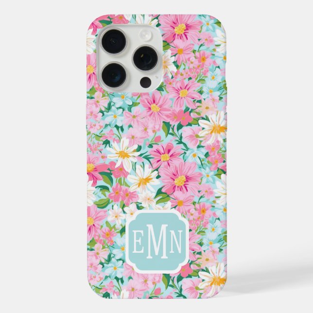 Buntes Blumengarten-Monogramm  iPhone Hülle (Rückseite)