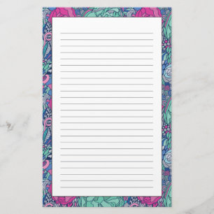 Buntes Blumengekritzel-Muster Briefpapier