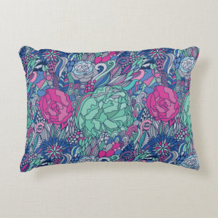 Buntes Blumengekritzel-Muster Dekokissen