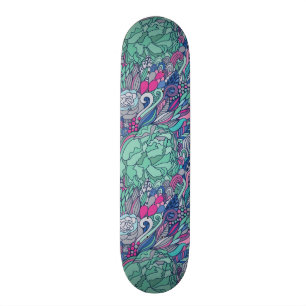 Buntes Blumengekritzel-Muster Skateboard