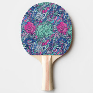Buntes Blumengekritzel-Muster Tischtennis Schläger