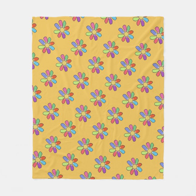 Buntes Blumenmuster auf irgendeiner Farbe Fleecedecke (Vorderseite)