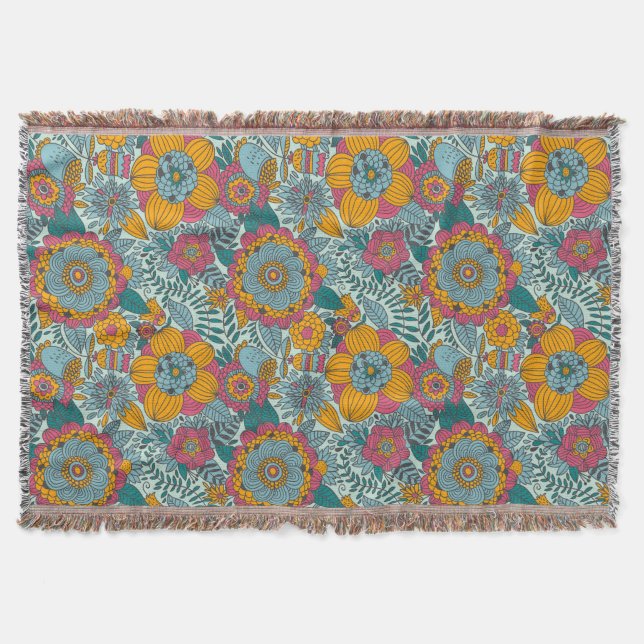 Buntes Blumenmuster Decke (Vorderseite)