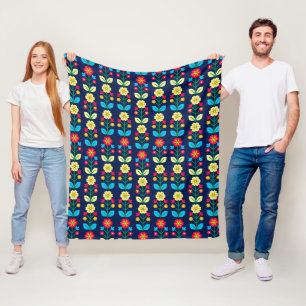 Buntes Blumenmuster Fleecedecke