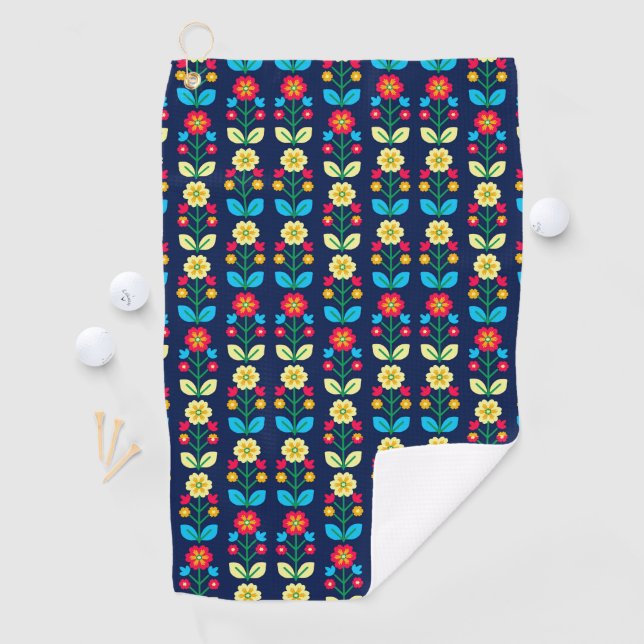 Buntes Blumenmuster Golfhandtuch (Insitu)