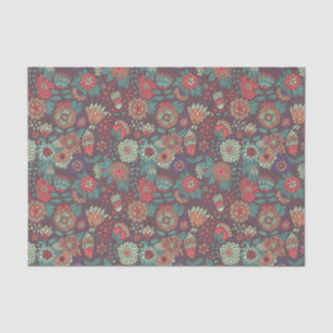 Buntes Blumenmuster in der Cartoonart Seidenpapier