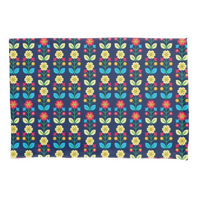 Buntes Blumenmuster Kissenbezug (Vorderseite-Links)