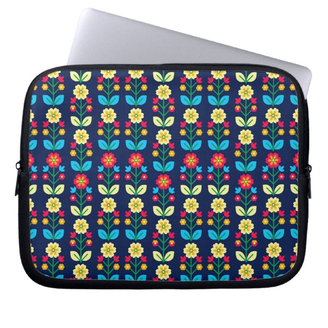 Buntes Blumenmuster Laptopschutzhülle (Vorderseite)