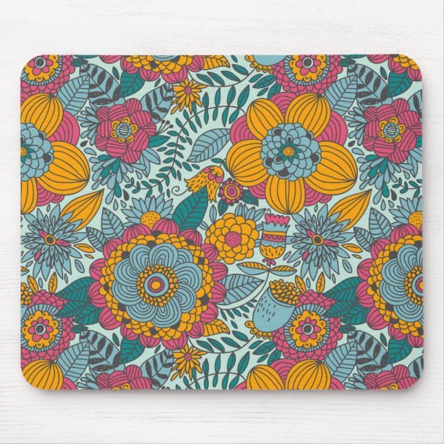 Buntes Blumenmuster Mousepad (Vorne)