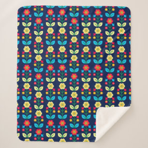 Buntes Blumenmuster Sherpadecke