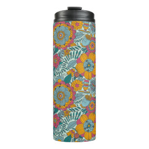 Buntes Blumenmuster Thermosbecher