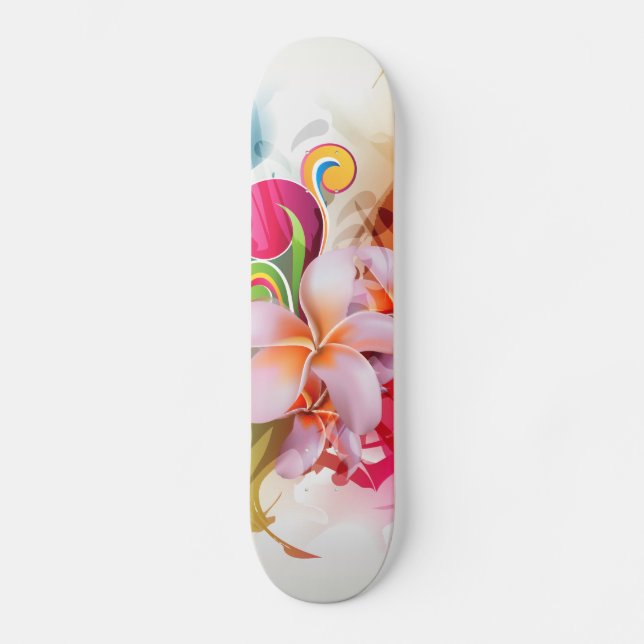 Buntes Blumenspritzen Skateboard (Vorderseite)