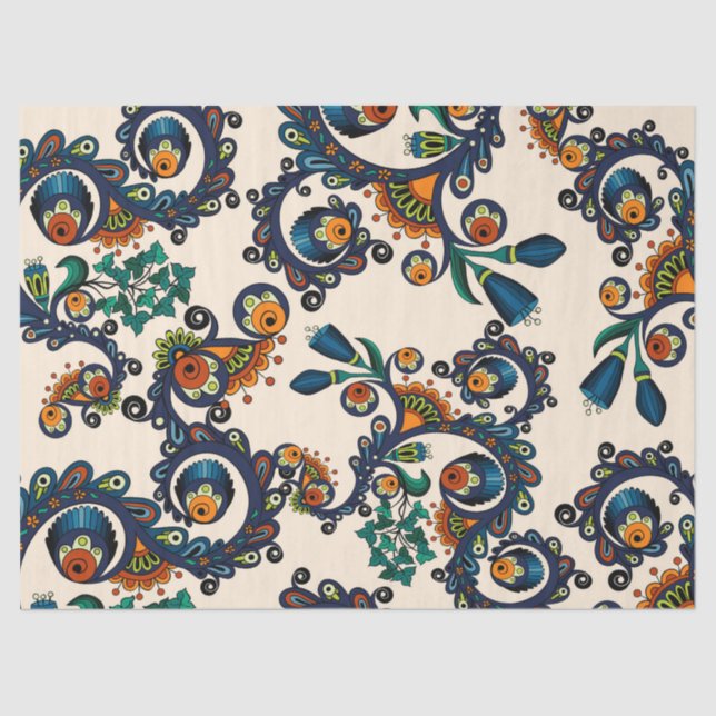 Buntes Bohemisches Boho MOD Hippy Chic-Muster Seidenpapier (Vorderseite)