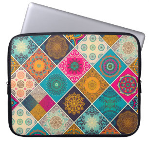 Buntes Bohemisches Mandala-Patchwork Laptopschutzhülle