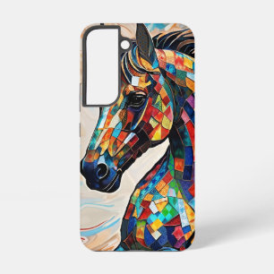 Buntes Buntglas-Mosaik-Pferd 15 Samsung Galaxy Hülle
