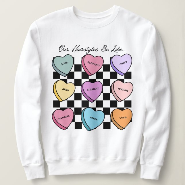 Buntes Candy-Valentinstag-Schwarzhaar-Sweatshirt Sweatshirt (Design vorne)