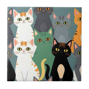 Buntes Cartoon-Katzenmuster Fliese