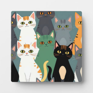 Buntes Cartoon-Katzenmuster Fotoplatte