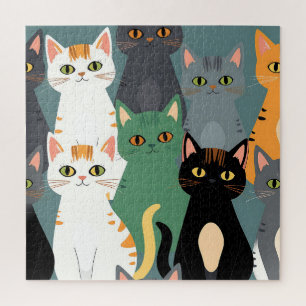 Buntes Cartoon-Katzenmuster Puzzle