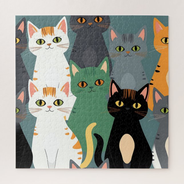 Buntes Cartoon-Katzenmuster Puzzle (Vertikal)