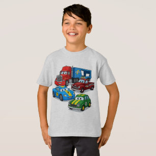 Buntes Cartoon-LKW-und-Autos-Jungen-T-Shirt T-Shirt