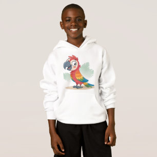 Buntes Cartoon-Papageien-Charakter-T-Shirt-Design Hoodie