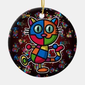 buntes cat2 keramik ornament