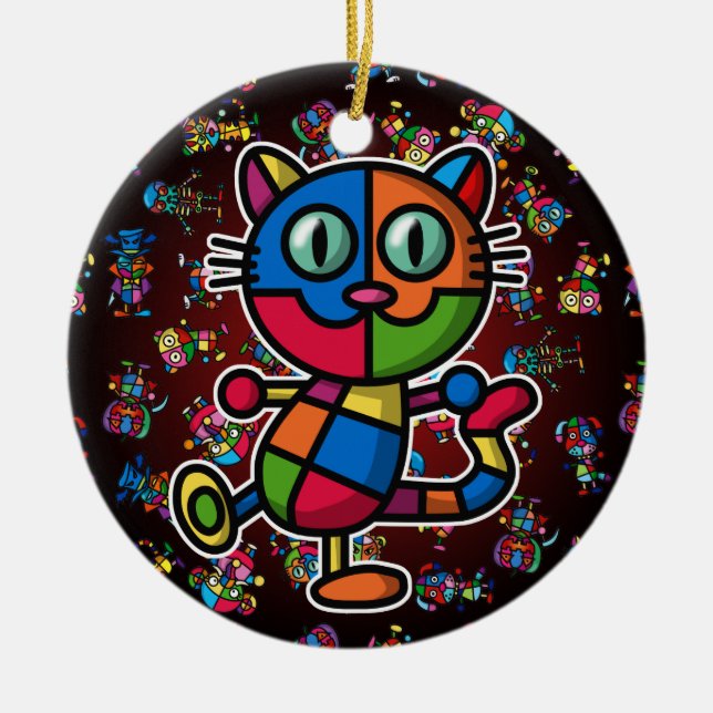 buntes cat2 keramik ornament (Vorne)