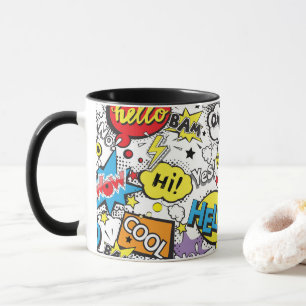 Buntes Comic-Pop-Art-Sprechblasenmuster Tasse