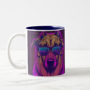 Buntes Cooles Hund Mit Sonnenbrille Beach Vibes Ta Zweifarbige Tasse