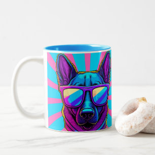 Buntes Cooles Hundemotiv Mit Sonnenbrille Beach Vi Zweifarbige Tasse