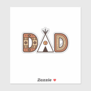 Buntes Dad-Tipi-Buchstaben-Shirt-Design_1 Aufkleber
