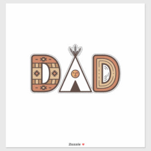 Buntes Dad-Tipi-Buchstaben-Shirt-Design_1 Aufkleber
