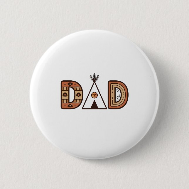 Buntes Dad-Tipi-Buchstaben-Shirt-Design_1 Button (Vorderseite)