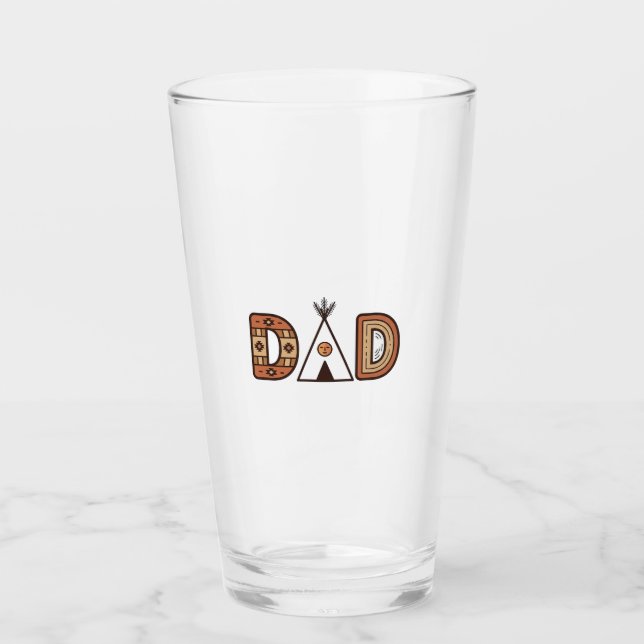 Buntes Dad-Tipi-Buchstaben-Shirt-Design_1 Glas (Vorderseite)