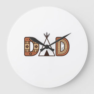 Buntes Dad-Tipi-Buchstaben-Shirt-Design_1 Große Wanduhr